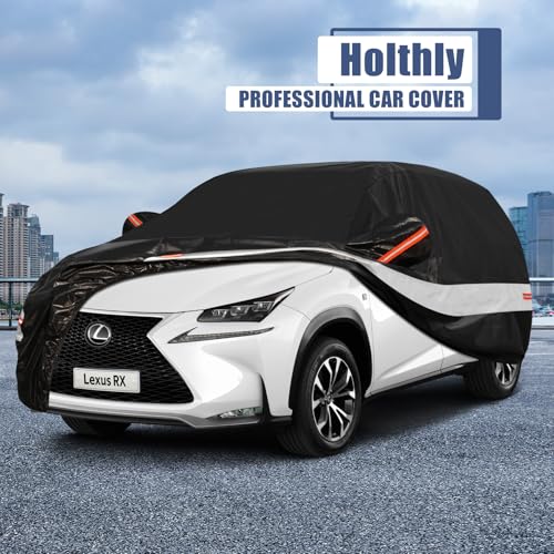 Image of 10 Layers SUV Car Cover Custom Fit for Lexus RX350 RX450 RX500(2015-2024) Waterproof All Weather for Automobiles, Outdoor Full Cover Sun UV Rain Protection with Cotton.Black