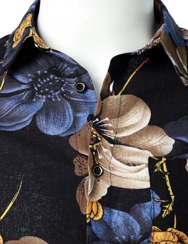 Men's Summer 2 Piece Set Casual Cotton Linen Printed Vacation Outfits with Pockets4