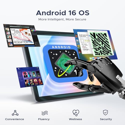 Image of P10 Pro Android 16 Tablet, 10 Inch Tablets with Gemini AI, 120Hz, 48GB RAM+128GB ROM /2TB, Octa-Core T7250, 8800mAh, 13MP+5MP, 3.5mm Jack, Face ID, GPS, 5G WiFi, Tablet with Keyboard Pen,Gray
