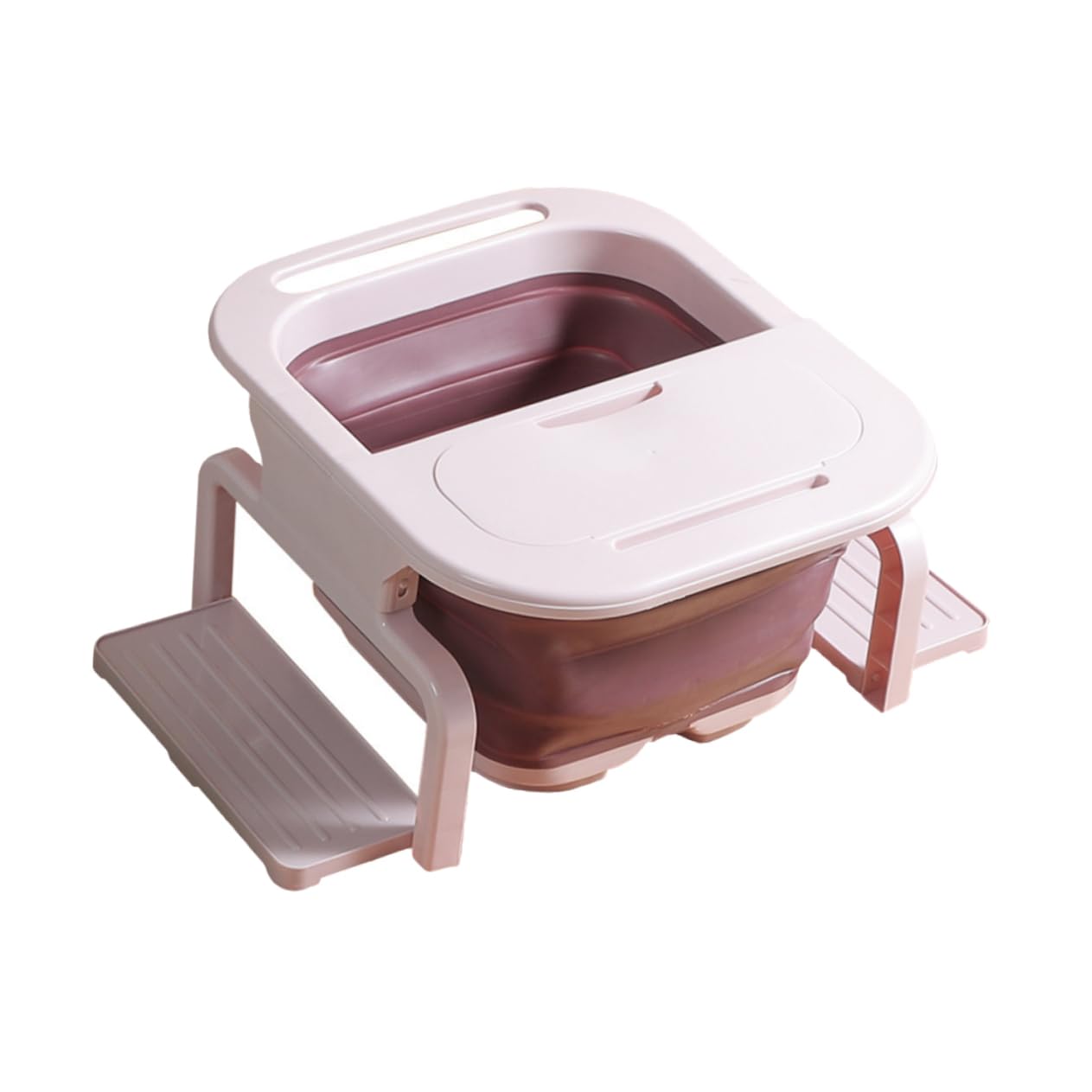 Lavabo Plegable para Remojo de Pies de Gran Tamaño de PP Rosa | Bañera Pies Rodillos de Masaje, Color de Rodillos Aleatorio, Fácil de Usar, para Viaje y Familia