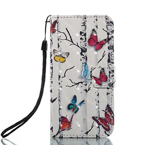 Preisvergleich Produktbild Phcases Handyhülle für Samsung Galaxy A320 Hülle Brieftasche Klapphülle mit Standfunktion Kartenfach und Magnetverschluss 3D Effekt Design Tasche aus PU Leder Silikon Schutzhülle Katzen-Schmetterling.