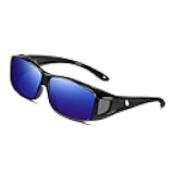 SHEEN KELLY Polarized Rectangular Fit Over Glasses Sunglasses with Side Shield Driving Lens Copper Wrap Protection Glasses Blue