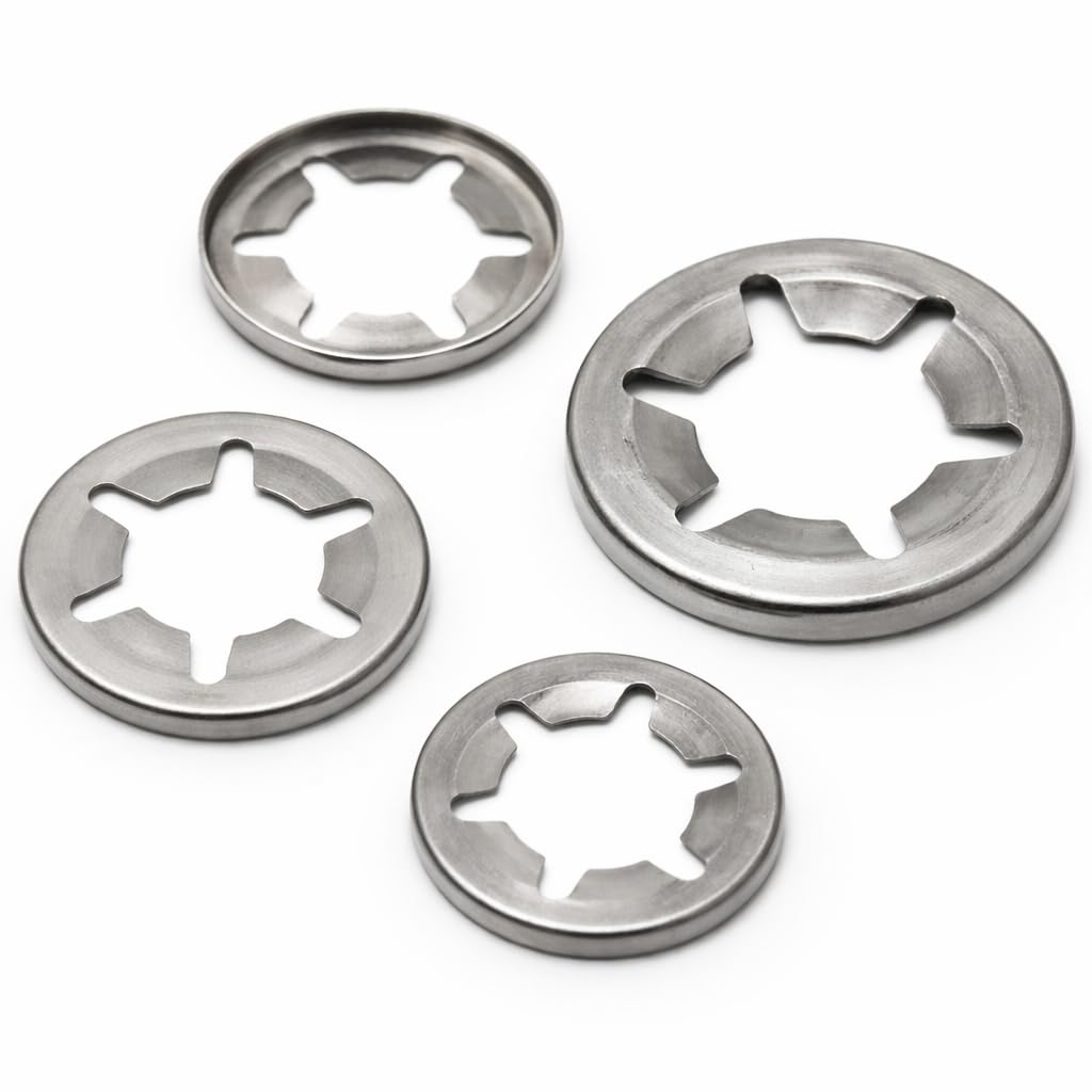 M8 (8mm) (Pack of 20) A2 Stainless Steel Internal Tooth Starlock Washers AN82 For Shaft Retaining Push On Clips - F02E