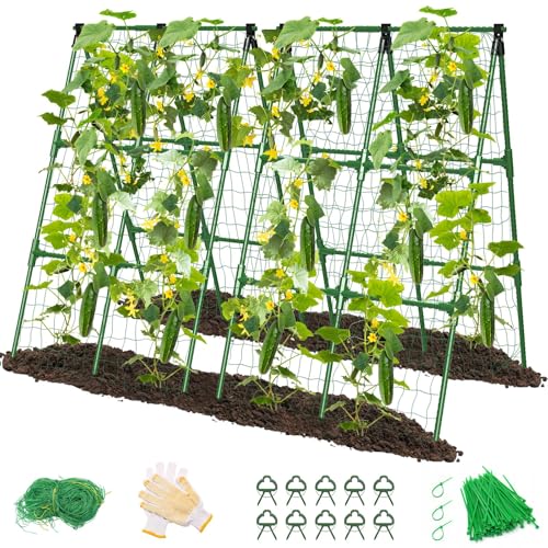 MYMULIKE 2 Pack Cucumber Trellis, Garden Trellis for...
