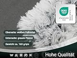 ZOLLNER Kuscheldecke extra flauschig in 150x200 cm - kuschelige und warme Couchdecke - waschbar bis 30°C – weißes Fellimitat auf grauem Fleece - Hotelwäschequalität - Oeko Tex® Zertifiziert