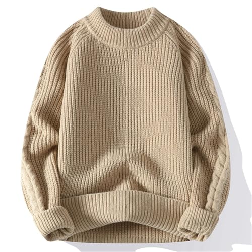 Mens Knitted Sweaters Round Neck Long Sleeve Casual Pullover Autumn Winter Male Soild Color Warm Sweater3