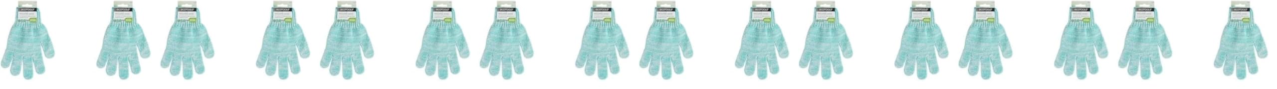Bath & Shower Gloves, Recycled Netting, Exfoliating, Gentle Cleansing for Whole Body, Fits All Hands, Green, 1 Pair