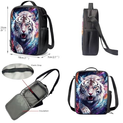 Upetstory Tiger Backpack Backpack for Kids Girls Boys 4-in-1 School Bag Set with Lunch Box Pencil Case Water Bottle Sleeve High Middle School Bookbag Elementary Preschool Primary Daypack Rucksack4
