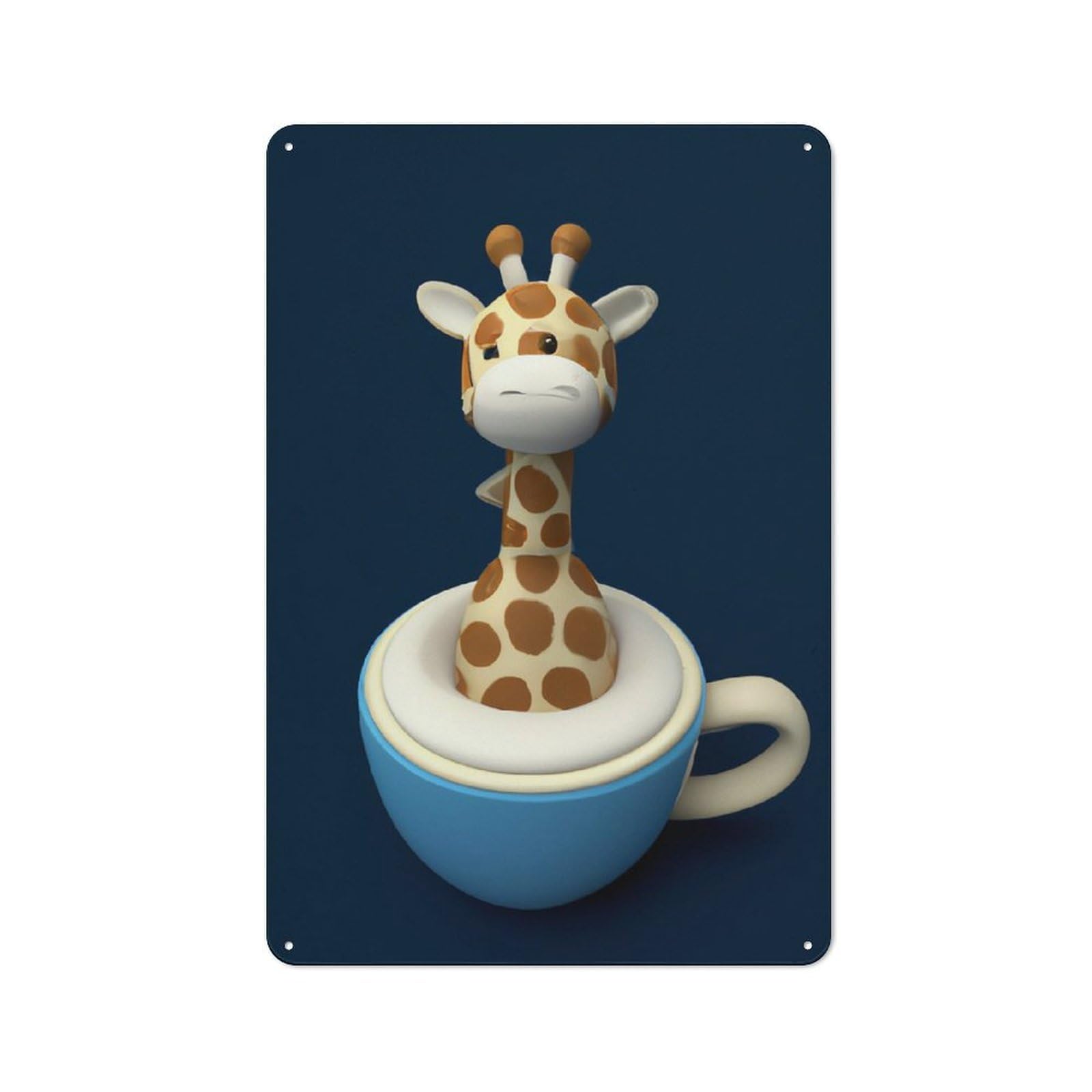 Junmoney Giraffe In Coffe Cup 2 Loft Style Metal Wall Decor 30X20cm, Decorative Metal Plaque For Loft, Studio, Office Or Creative Room