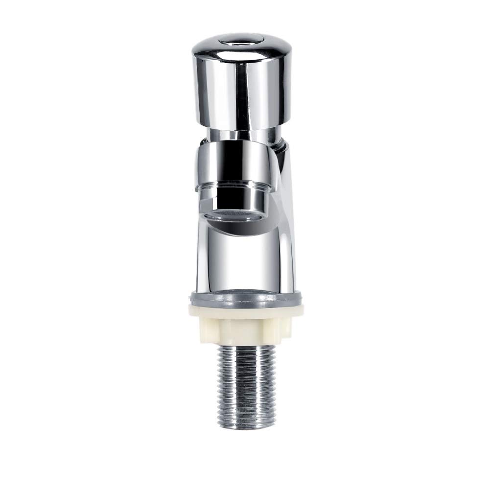 KSTE Grifo Lavabo, grifo del fregadero que ahorra agua, de cierre automático, chapado en cromo, para lavabo moderno y cocina pública con retardo de tiempo