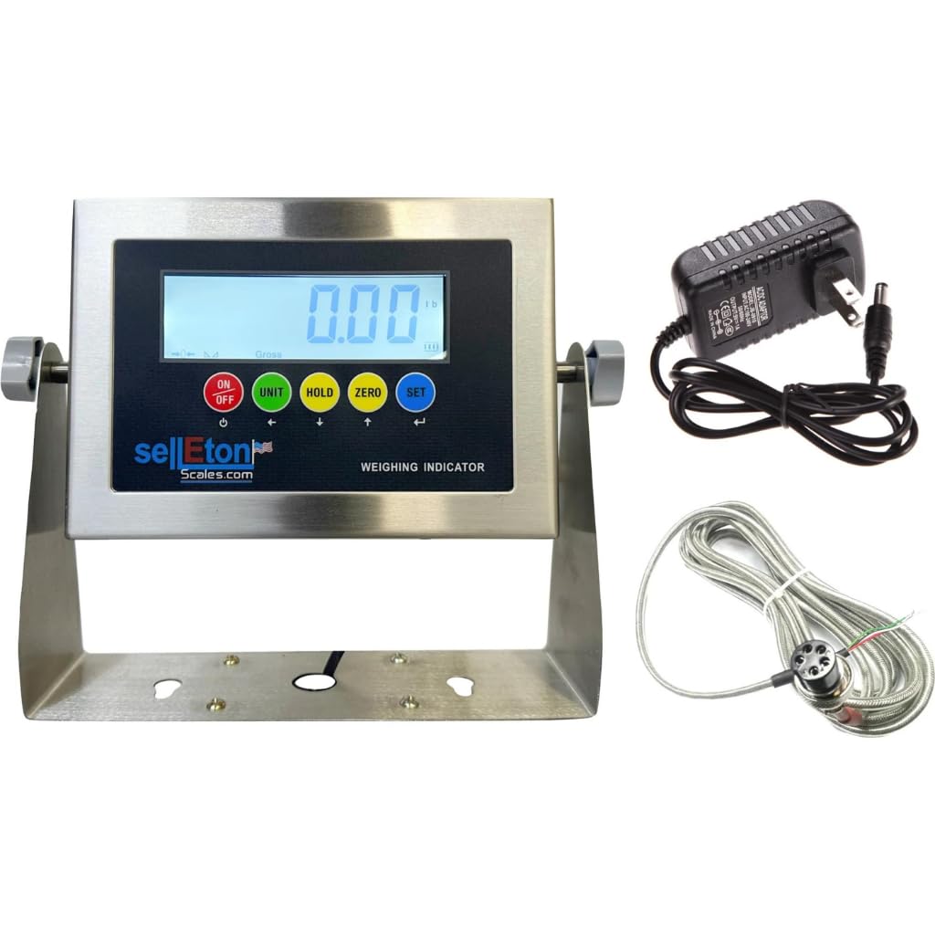 SellEton SL-7512-SS-C + 5 Prong Stainless Steel Indicator for Bench or Floor Scale/Home Run Cable