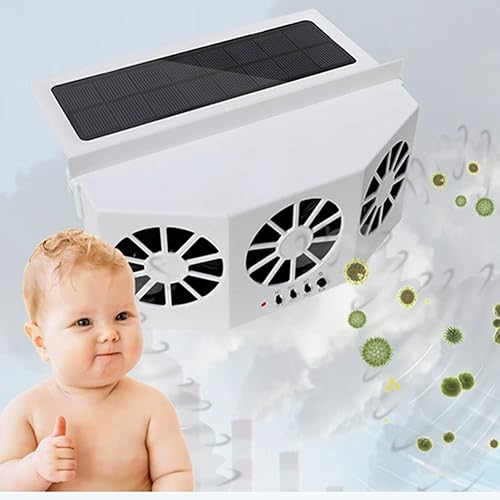 Miniatura 5 de Surakey Ventilador solar para automóvil, ventilador de escape solar de automóvil de 2 W, ventilador de refrigeración de 3 agujeros para radiador de