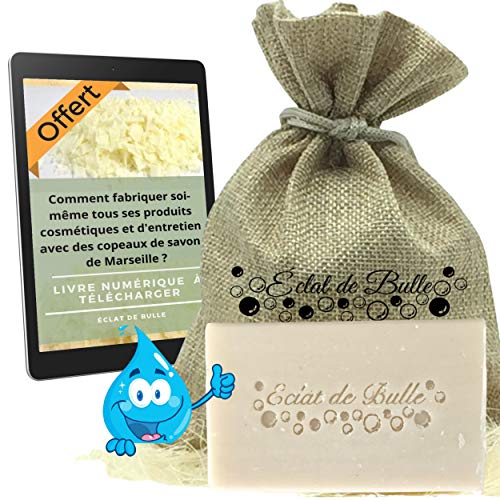 Éclat de Bulle® Savon Détachant à la Terre de Sommieres, Bio, 100% Naturel : Huile d'Olive et Coco. Fabriqué en France, Végan car Sans Fiel de Bœuf.Nettoyant Végétal Anti Tache pour Tissu et Vetement Cover