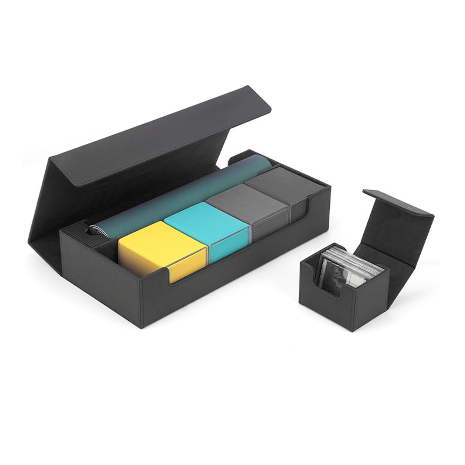 Card Storage Box Magnetic Closure PU Leather Organizer for Game and (#3)