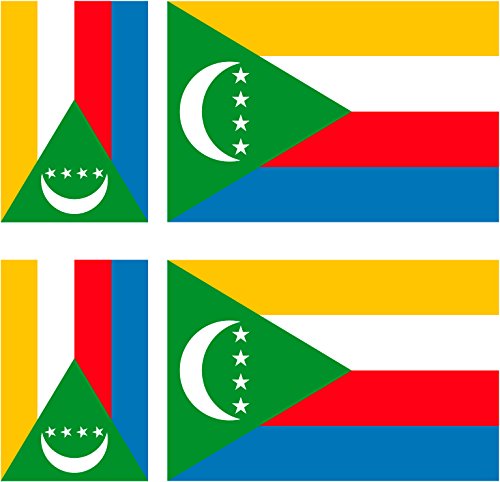 SAFIRMES 6 x Autocollants Vinyle Sticker Voiture Moto Valise PC Portable Drapeau Comores