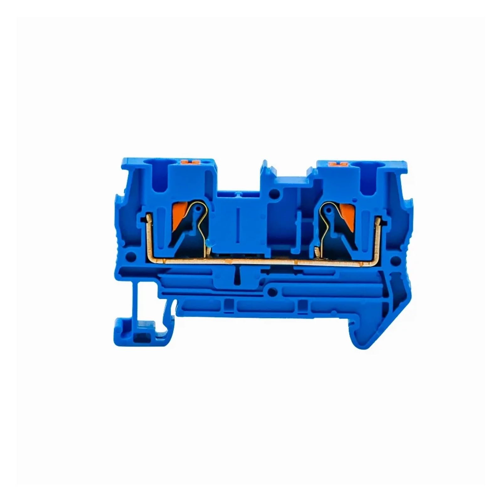 Bloques de terminales PT-4 azules sobre riel DIN con resorte y paso sin tornillos para cables 4