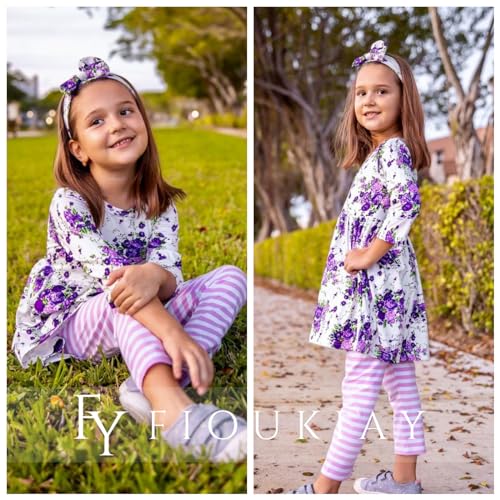 Image of Toddler-Girls-Fall-Clothes-Set Little Girls Highlow Tunic Tops+Leggings Outfit Boutique Clothing