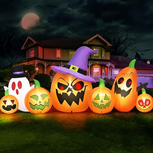 Image of Danxilu 8FT Long Halloween Inflatables Spooky Pumpkin Outdoor Decoration