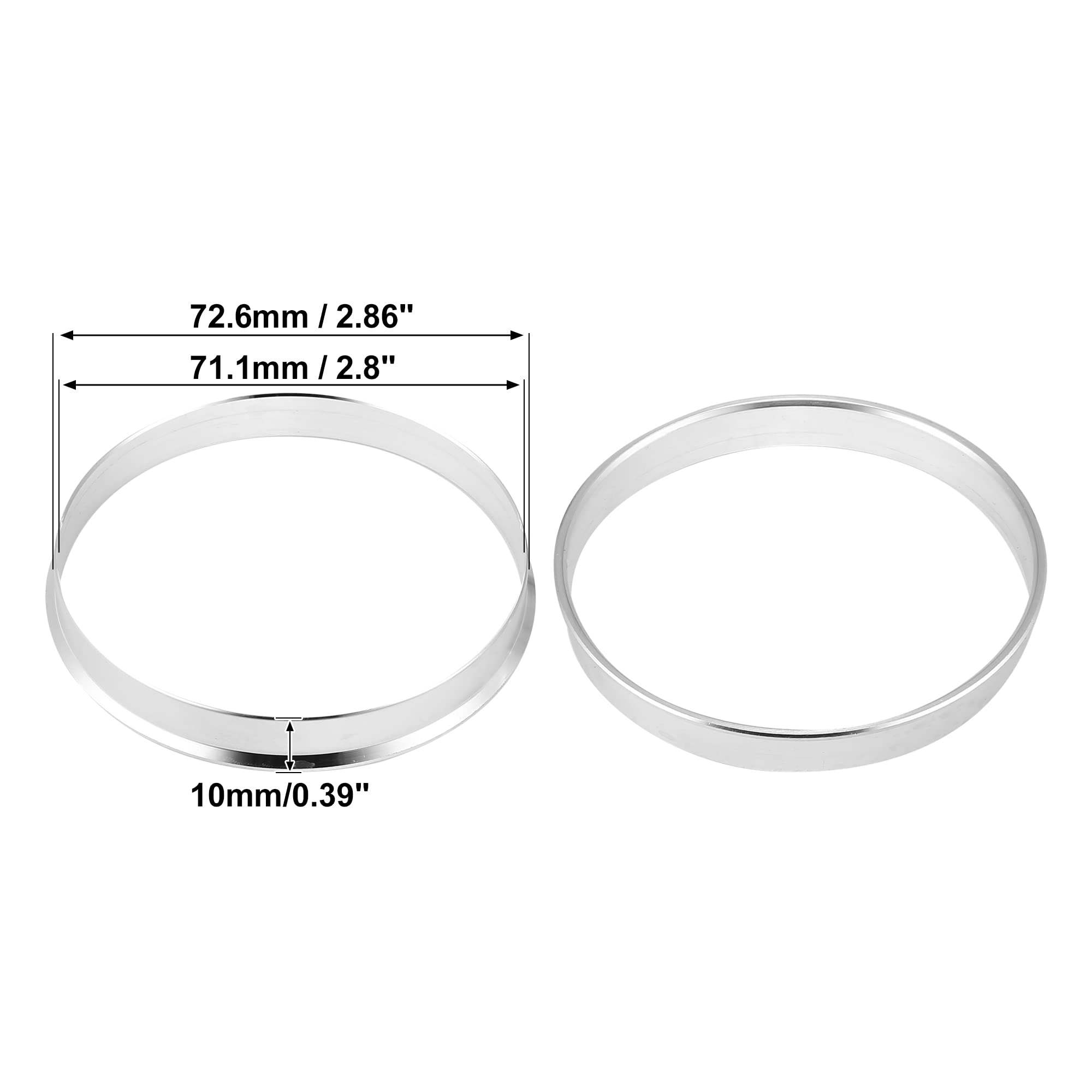 Anelli Centrali Mozzo X AUTOHAUX - 4 Pezzi, Alluminio, ID 71.1mm, OD 72.6mm - Foto 6