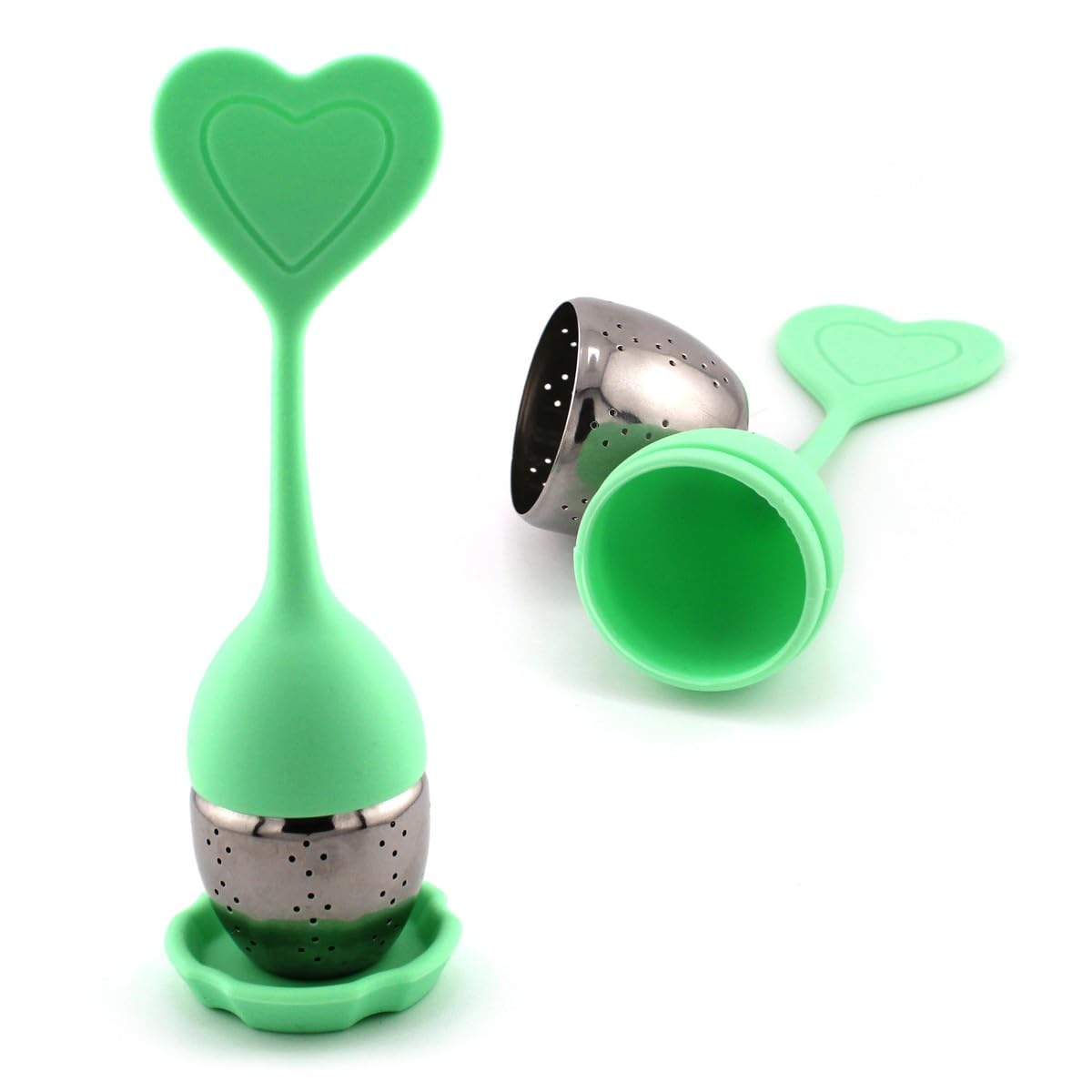Gaucho CebarTea Strainer, 304 Stainless Steel Tea Strainer with Silicone Base, Reusable Tea Strainer, Strainer for Most Cups, Heart Shaped Tea and Herb Strainer