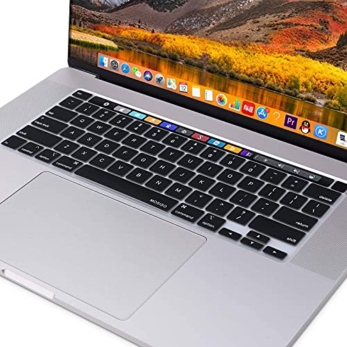 Mosiso Keyboard Cover Compatible With Macbook Pro 13 Inch M2 2023, 2022, 2021 2020 M1 A2338 A2289 A2251&Compatible With Macbook Pro 16 2020 2019 A2141 Touch Id,Protective Silicone Skin, Black #TOP5