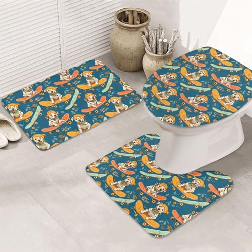 Tapis de bain absorbant lavable en machine motif chiot doux - 8