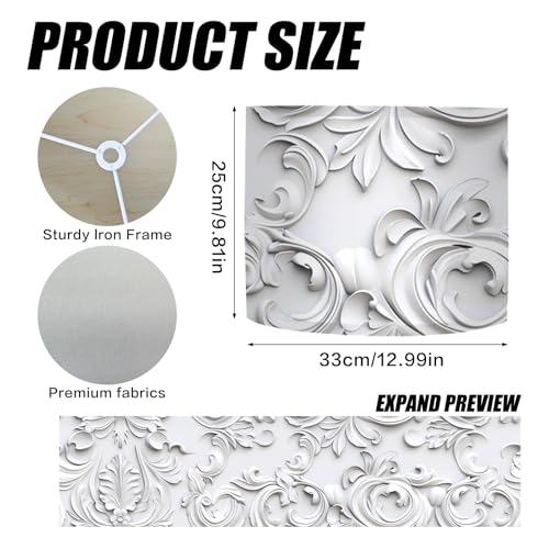 Image of Nuxovilar Lamp Shades Set of 2, 13 inch Top x 13 inch Bottom x 10 inch High (Spider) | Floor lamp shades floral relief pattern living room dining formal space covers light (Relief)