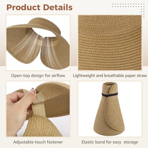 4 Sombreros Visera Plegables de Paja para Mujer miniatura 4