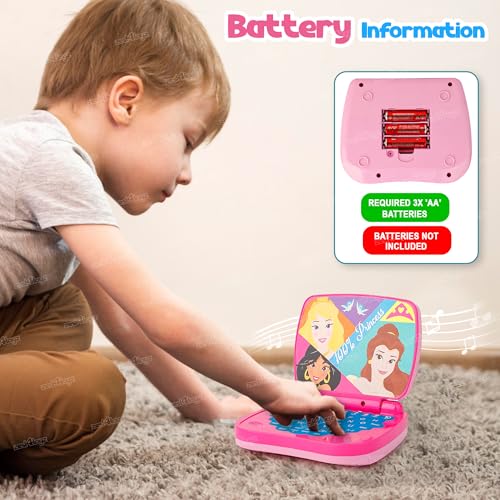 Image of Zest 4 Toyz Educational Laptop for Kids Toy with Lights and Sounds Learning Laptop Educational Toy Alphabet and Numbers Portable Battery Powered Birthday Gift for Girls (Princess Theme)