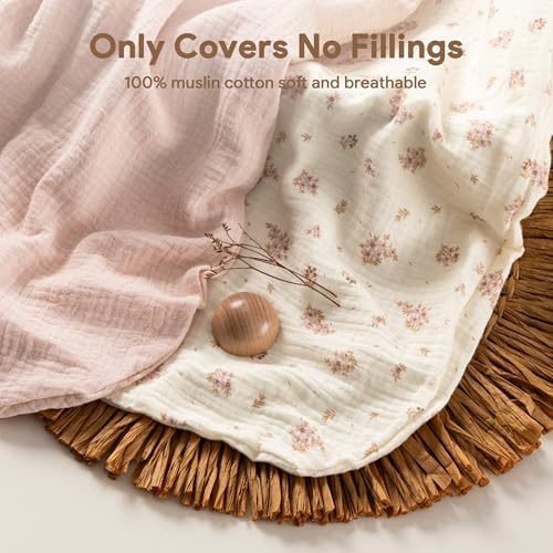 habibee Muslin Baby Lounger Cover 2 Pack, Cotton Baby Lounger Pillow Cover for Newborn, Organic Infant Lounger Cover for Boys and Girls, Pink Blossom — view 2
