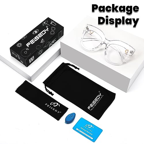 Image of FEISEDY Cat Eye Blue Light Glasses Oversized Vintage Chunky Computer Glasses for Women Hipster Party B0026