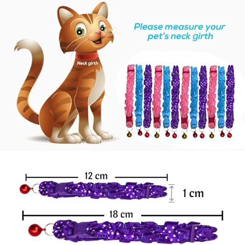 Image of Emily Pets Cute Cat Collar for Girl Boy, Colorful Breakaway Cat Collars with Bell, Adjustable Printed Nylon woth Safety Buckles Kitten Collar (Color May Vsry, 1 Piece)