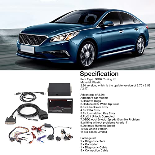 Akozon OBD2 Tuning Kit, EU Online OBD2 ECU Tuning Kit für KESS 5.017 V2.8 Auto LKW Diagnosewerkzeug Kein Token Auto Fehlerdetektor