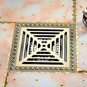 Shower Drain 15Cm Euro Antique Brass Floor Drain Cover Shower Square Waste Grate Strainer Hair Bathroom Bath Accessories