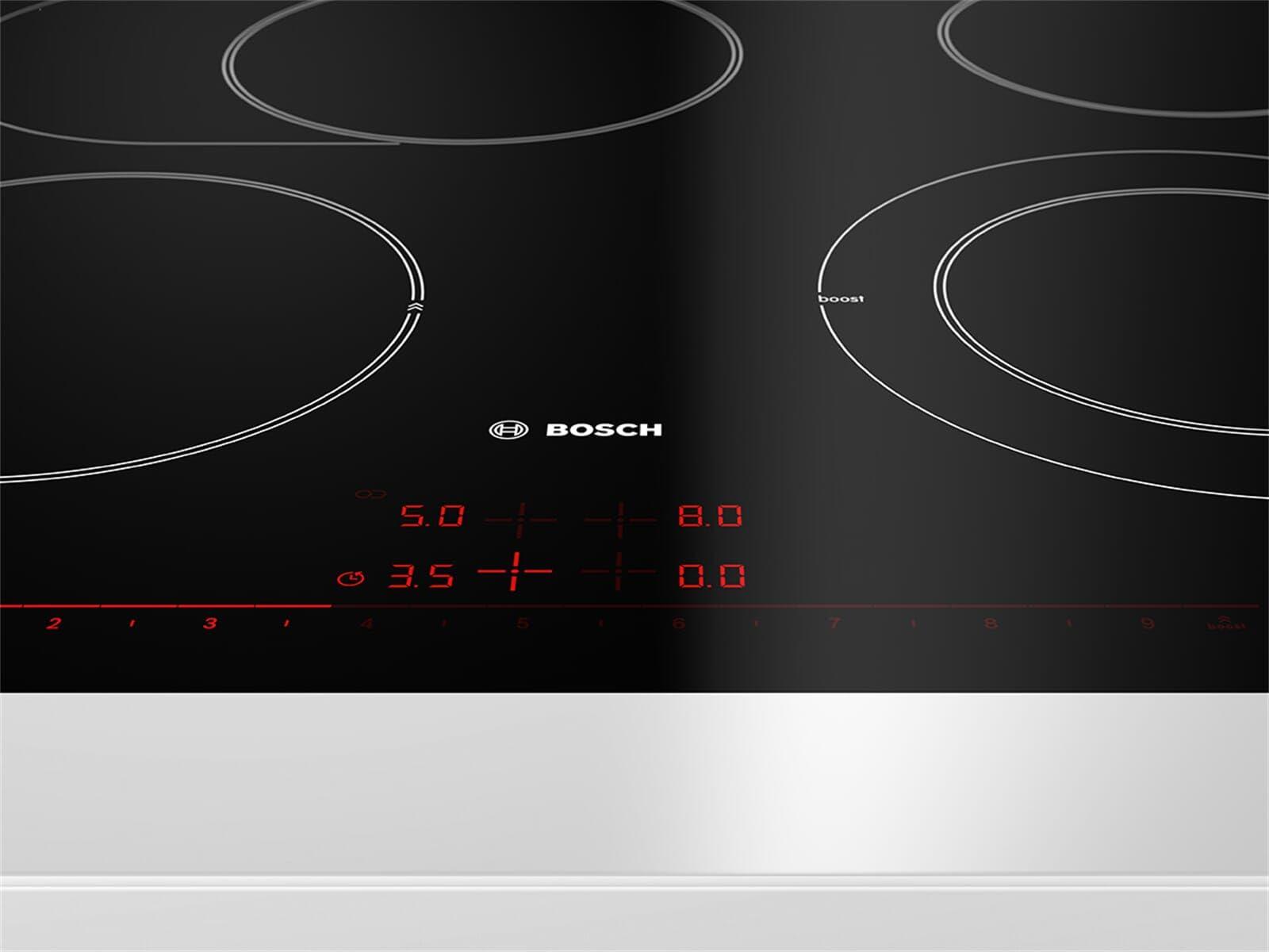 Bosch PKN601DP1D Série 8 Plaque de cuisson vitrocéramique (autosuffisante), 60 cm de large, fabriquée en Allemagne, zone de cocotte pour grands ustensiles de cuisine, PowerBoost, cuisson plus rapide,