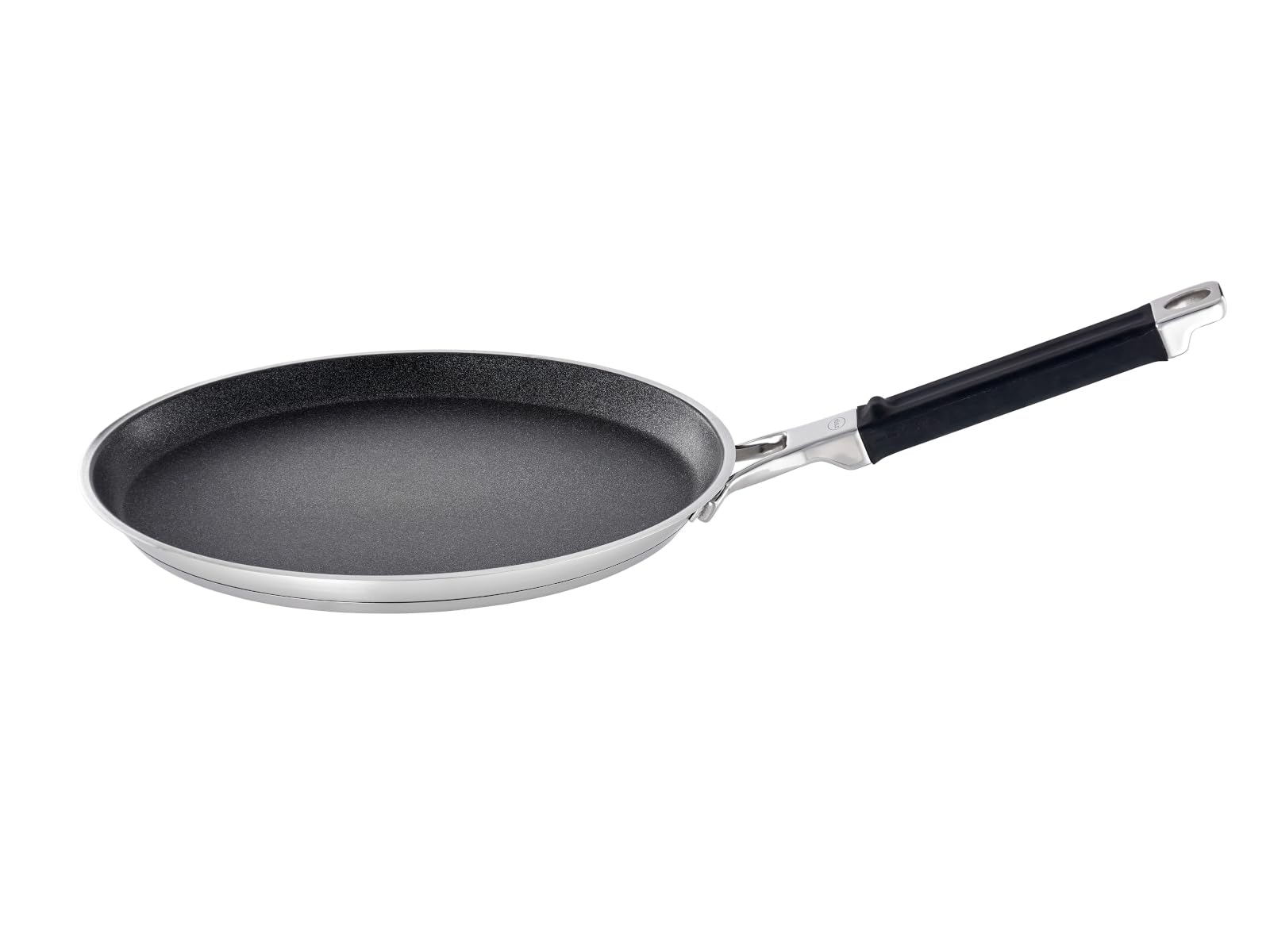 RÖSLE SILENCE PRO Crêpes Pfanne, Hochwertige Bratpfanne mit kratzfester Premium-Antihaftversiegelung ProResist, Edelstahl 18/10, induktionsgeeignet, spülmaschinengeeignet, 28 cm
