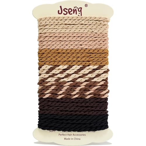 Jseng Lot de 28 élastiques à cheveux bohèmes, triple torsion, sans dommage, durables et antidérapants, accessoires de cheveux pour femme, marron neutre