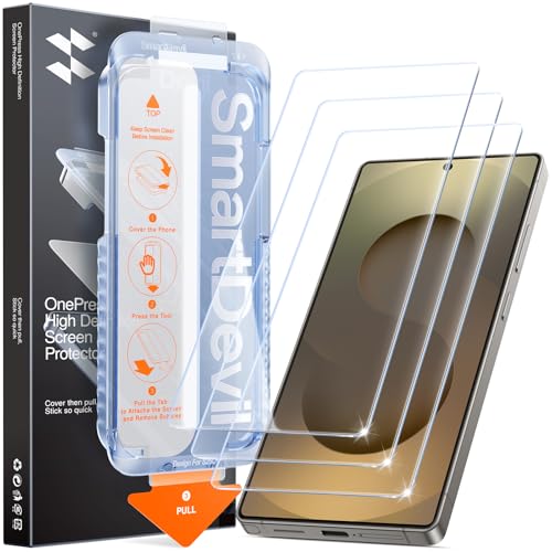 Image of SMARTDEVIL [3 Pack for Samsung Galaxy S25 Plus Screen Protector, Finger Print Reader Compatible, Fast & Easy Installation, Clear 9H Tempered Glass Film, Alignment Frame [Dust-Free & Bubble-Free]