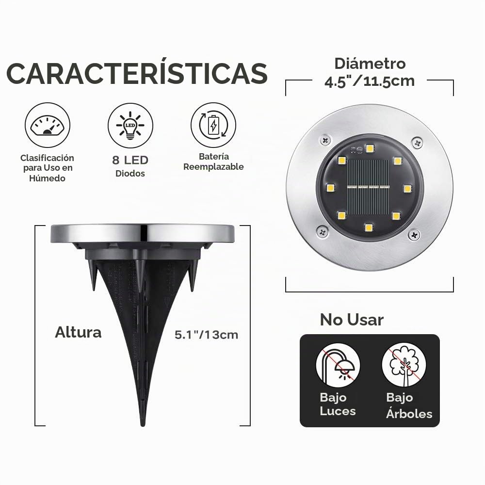 Joomer Luces Solares Led Exterior Jardin Suelo, 12 Paquetes Luz Solares Jardin Impermeables, Lamparas Solares Suelo Para Camino, Césped, Patio, Terraza (Blanco Cálido)