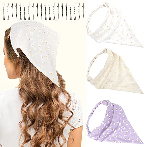 3 Pcs Floral Elastic Hair Scarf Headband Floral Headband Head Scarf For Women Scarf Headbands For Women Hair Scarf Cute Headbands For Women Fashion Hair Bandanas For Women Hair Headband Scarf For Women #TOP4