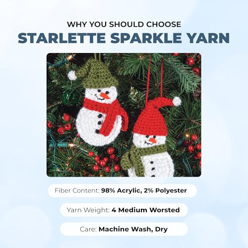 Image of Mary Maxim Starlette Sparkle Yarn, Medium Worsted Weight Yarn for Knitting and Crocheting, Acrylic Polyester Blend for Blankets, Clothing, and Decor, 196 Yards Ice Blue