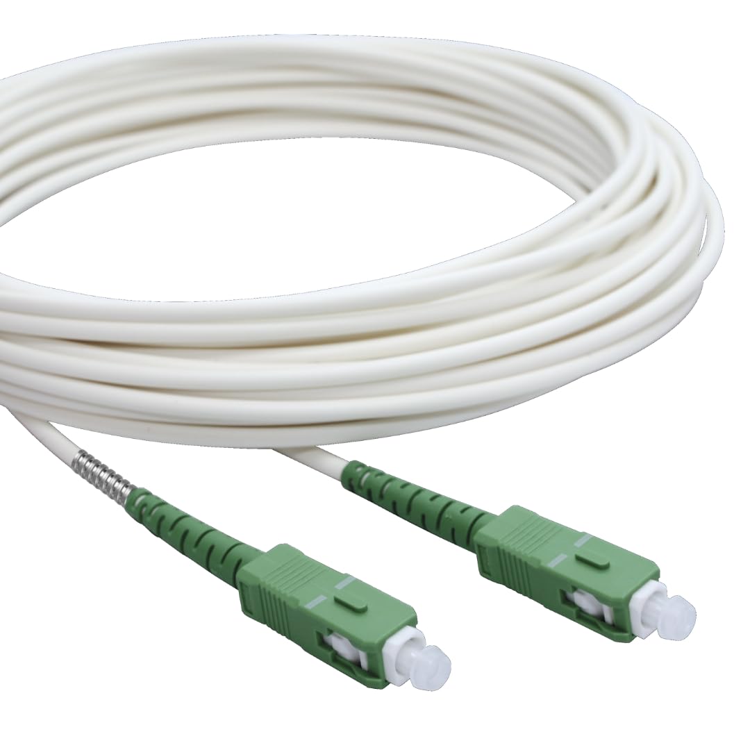 Cable de fibra óptica blindado | OS2 | SC/APC a SC/APC | blanco | ideal para redes domésticas | apto para Deutsche Telekom, Vodafone, 1&1, fibra óptica alemana y muchos más (longitud 100