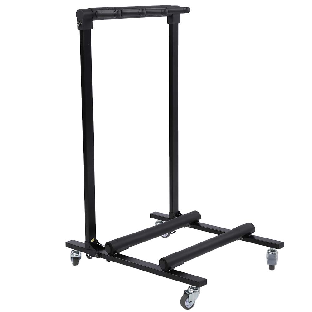 Gitarrenständer für mehrere Instrumente Kompatibel mit E Gitarre und Bass Klappbar mit Rollen und Bremsfunktion Stahlrohr 71 x 48 x 81 5 cm für Musikinstrumente (FL-13L 3 Köpfe)