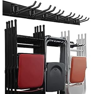 Wallmaster Garage Storage Organization Wall Mount, Garden Tool Rack Organizer Heavy Duty Folding Chair Hangers with 6 Adjustable Hooks 48inch Tracks Max Load 450lb
