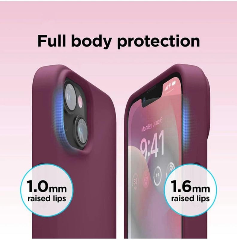 Image of Premium Liquid Silicone Case for iPhone 15 Plus - Slim Full Body Protective Back Cover with Soft Microfiber Lining, Anti-Slip Grip Scratch Resistant Phone Case (Wine)