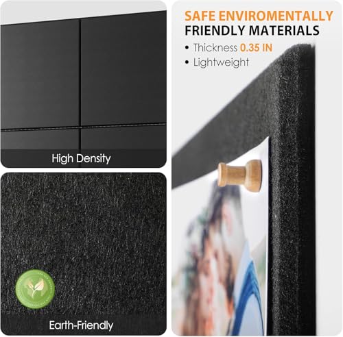 Image of Panchhi Store 2 Pcs Adhesive Notice Board Black Bulletin Board with 5 Drawing Pins Felt Message Board for Paste Notes, Photos, Schedules