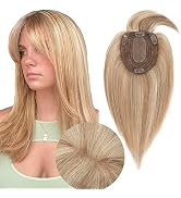 SEGOHAIR Hair Toppers for Women Real Human Hair With Bangs 13 * 15 cm Larger Silk Base 150% Densi...