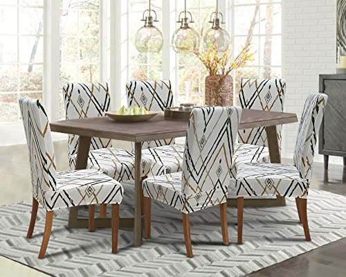 Image of SPRINGRICO Chair Covers for Dining Room Set of 4, Stretch Dining Chair Cover, Washable Spandex Kitchen Parsons Chair Slipcovers, Removable Seat Protector for Home or Party (4 Pack, Lucid Calm)