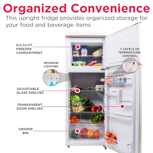 Image of Frigidaire EFR756, 2 Door Apartment Size RETRO Refrigerator with Top Freezer, Chrome Handles, 7.5 cu ft