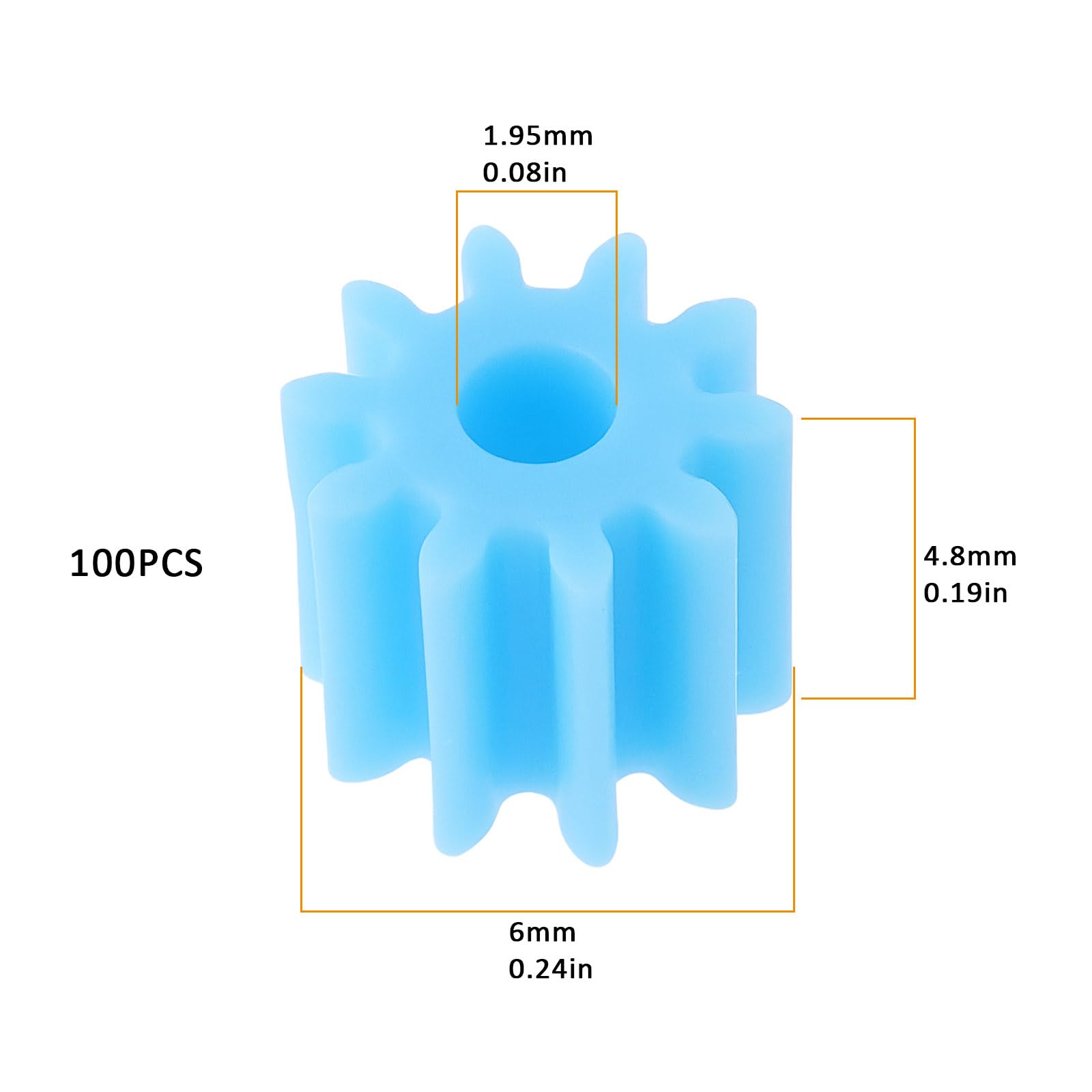 Briny River 100 Pcs 10 Teeth Plastic Motor Gear 6x4.8mm 102A 0.5 Module for Remote Control Model - Image 4